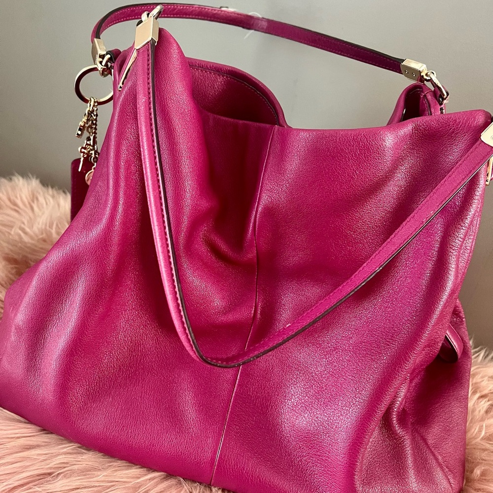 Leather Magenta Coach Bag